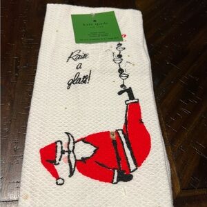 Kate Spade NY Santa Bottoms Up Raise A Glass Kitchen Dish Towels